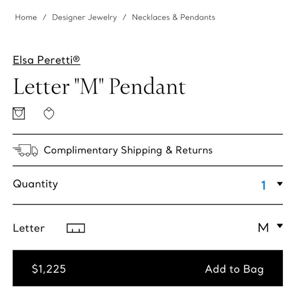 Tiffany Elsa Peretti Letter M Pendant 18k - Picture 6 of 6